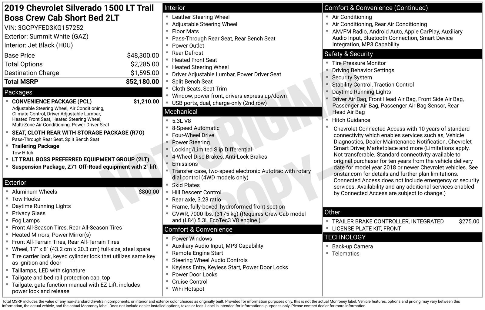 Used 2019 Summit White Chevrolet LT Trail Boss image 37