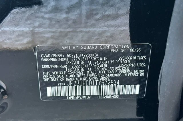 New 2026 CRYSTAL BLACK SILICA Subaru Touring image 25