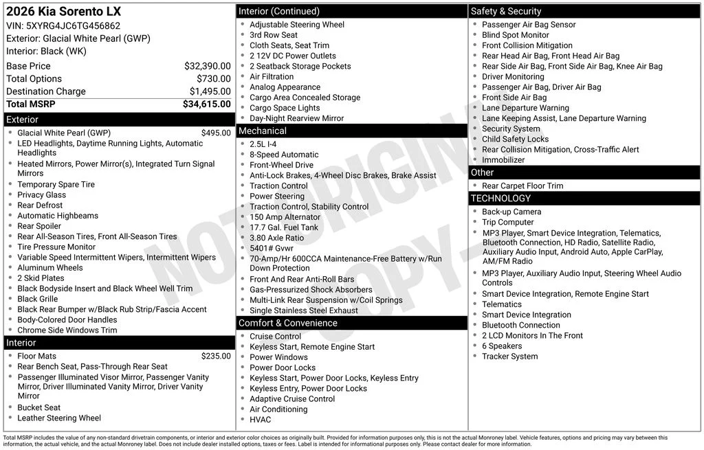 New 2026 Glacial White Pearl Kia LX image 13