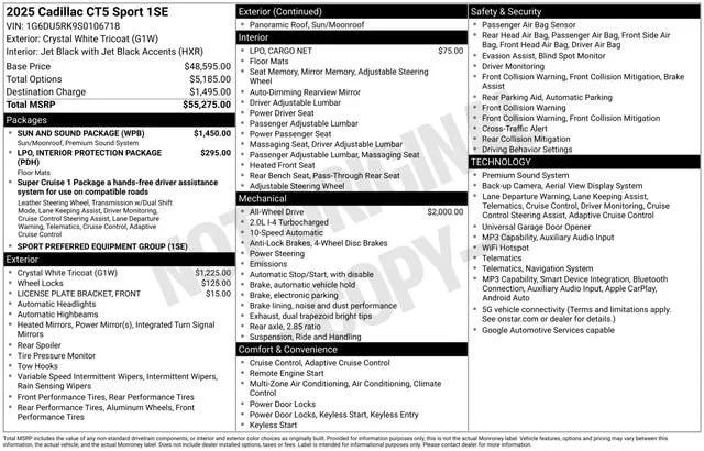 Used 2025 Crystal White Tricoat CADILLAC Sport image 35