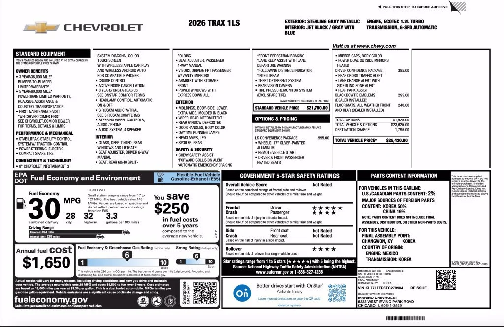 New 2026 Sterling Gray Metallic Chevrolet LS image 2