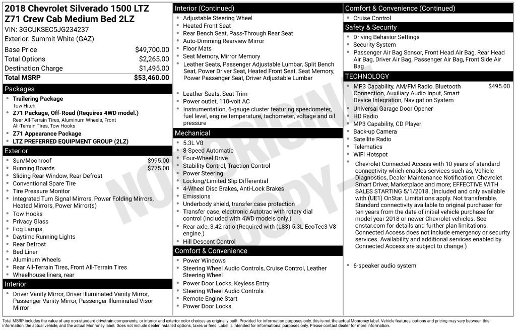 Used 2018 SUMMIT WHITE Chevrolet LTZ image 29