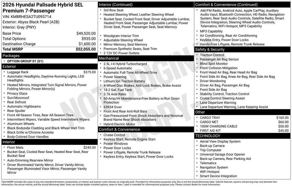 New 2026 Abyss Black Pearl Hyundai SEL Premium image 6