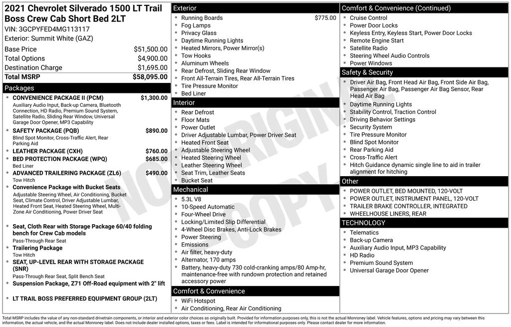 Used 2021 White Chevrolet LT Trail Boss image 10