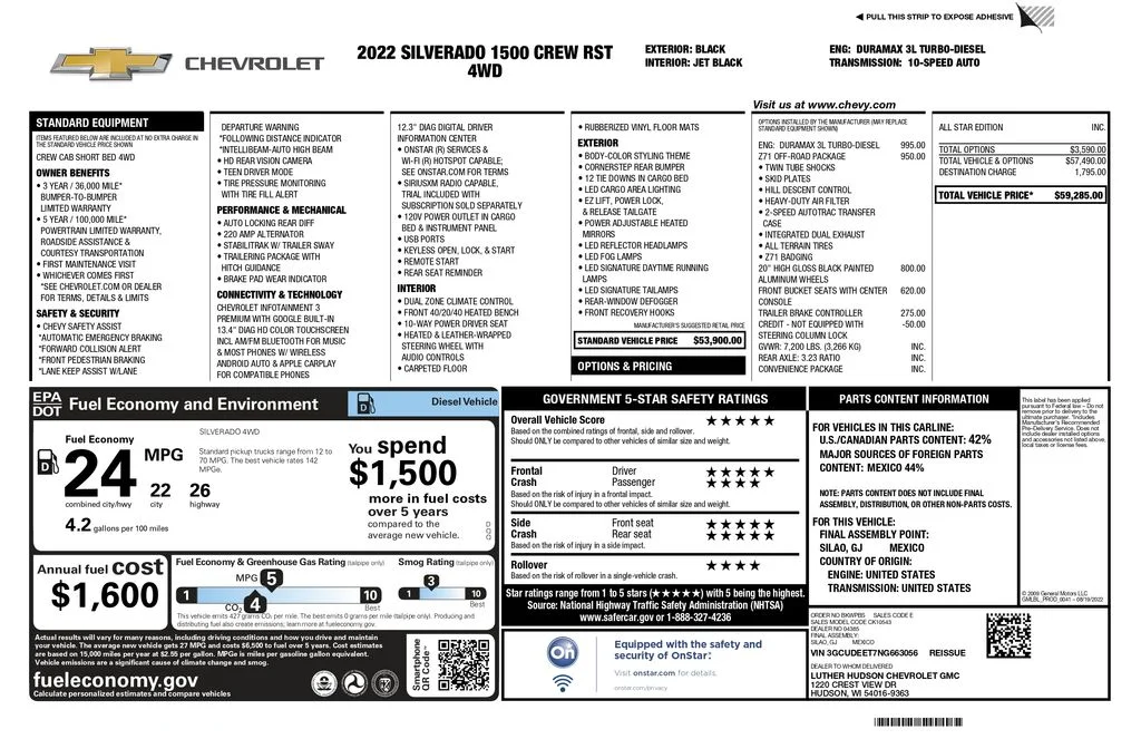 Certified Used 2022 Black Chevrolet RST image 3