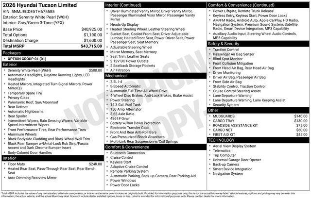 New 2026 Serenity White Pearl Hyundai Limited AWD image 33