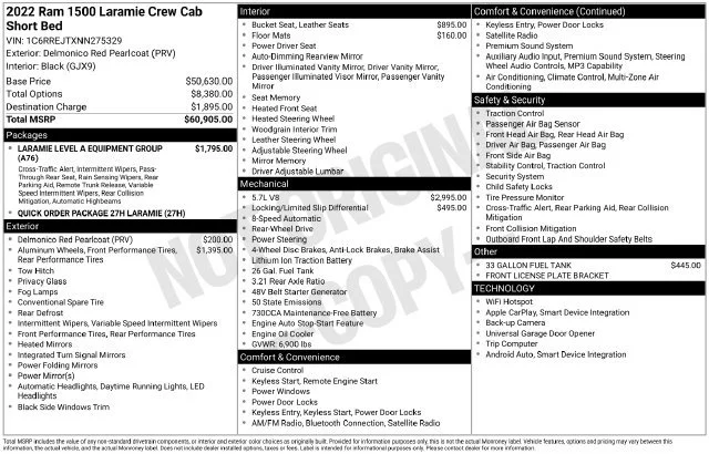 Used 2022 Delmonico Red Pearlcoat Ram Laramie image 36