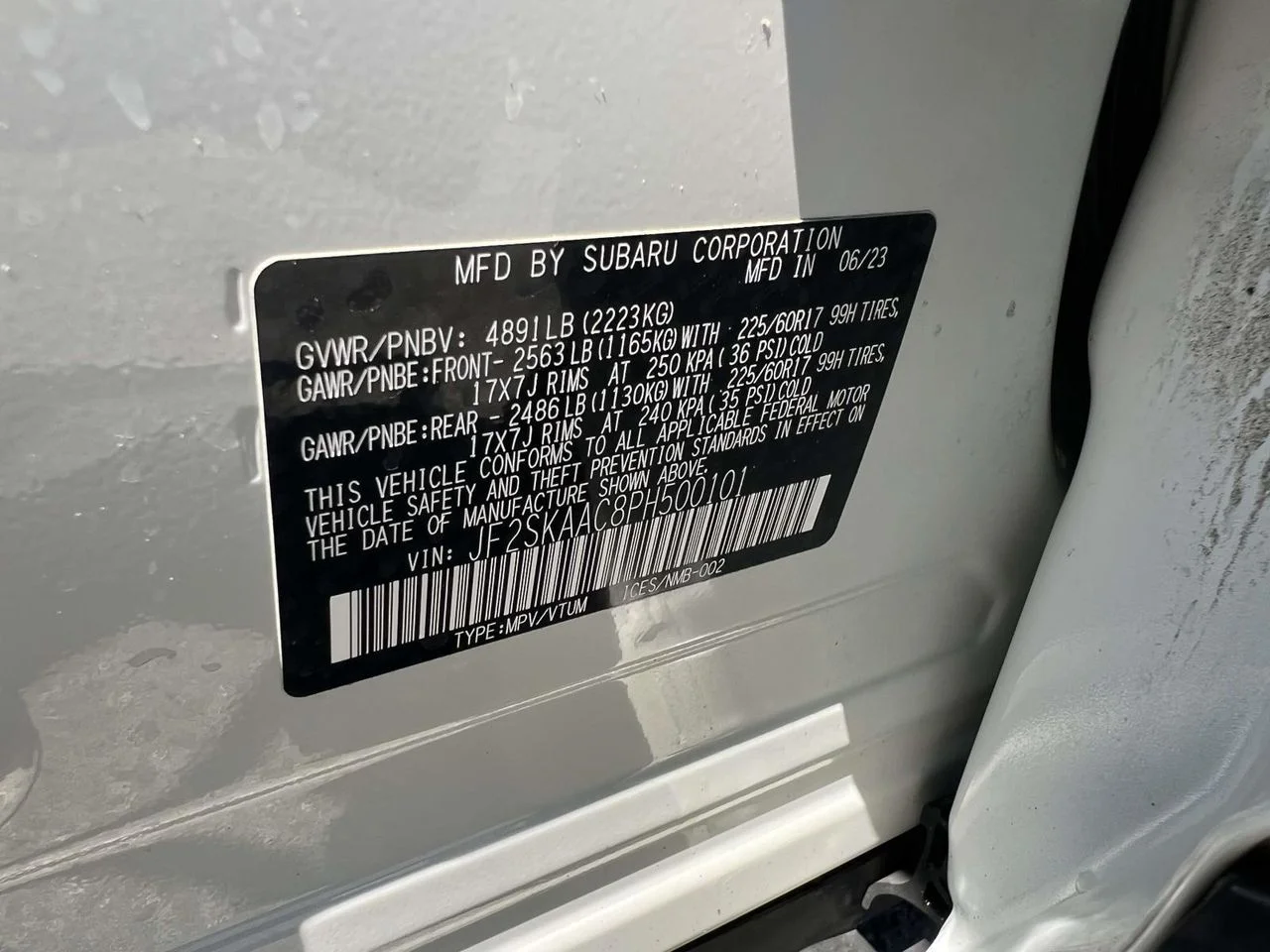 Used 2023 Crystal White Pearl Subaru Base image 24