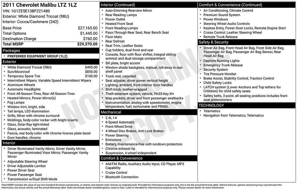 Used 2011 White Diamond Tricoat Chevrolet LTZ image 3