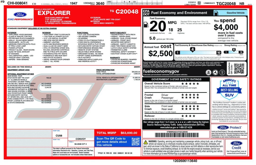New 2026 Star White Metallic Tri-Coat Ford ST image 11