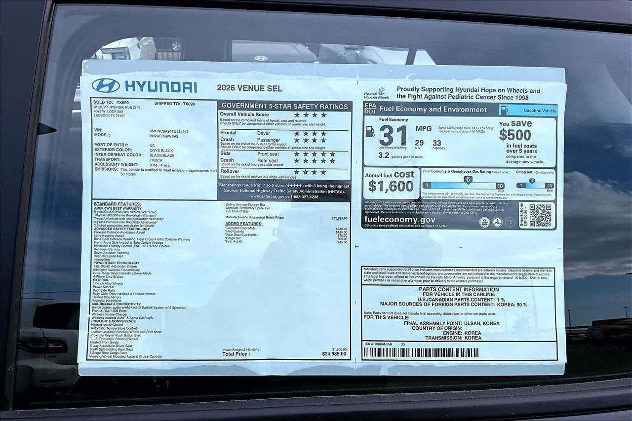 New 2026 Onyx Black Hyundai SEL image 22