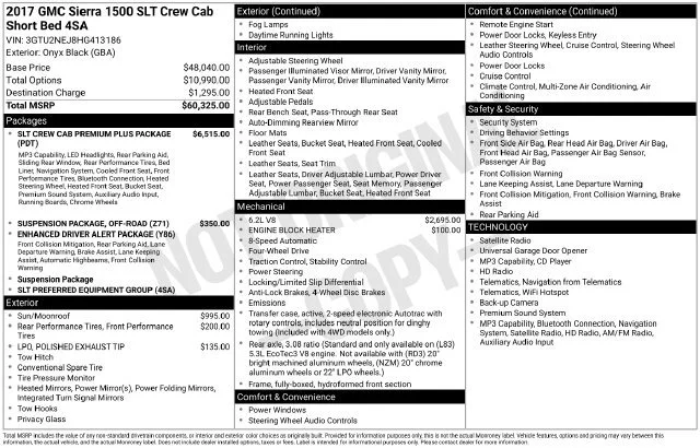 Used 2017 ONYX BLACK GMC SLT image 1