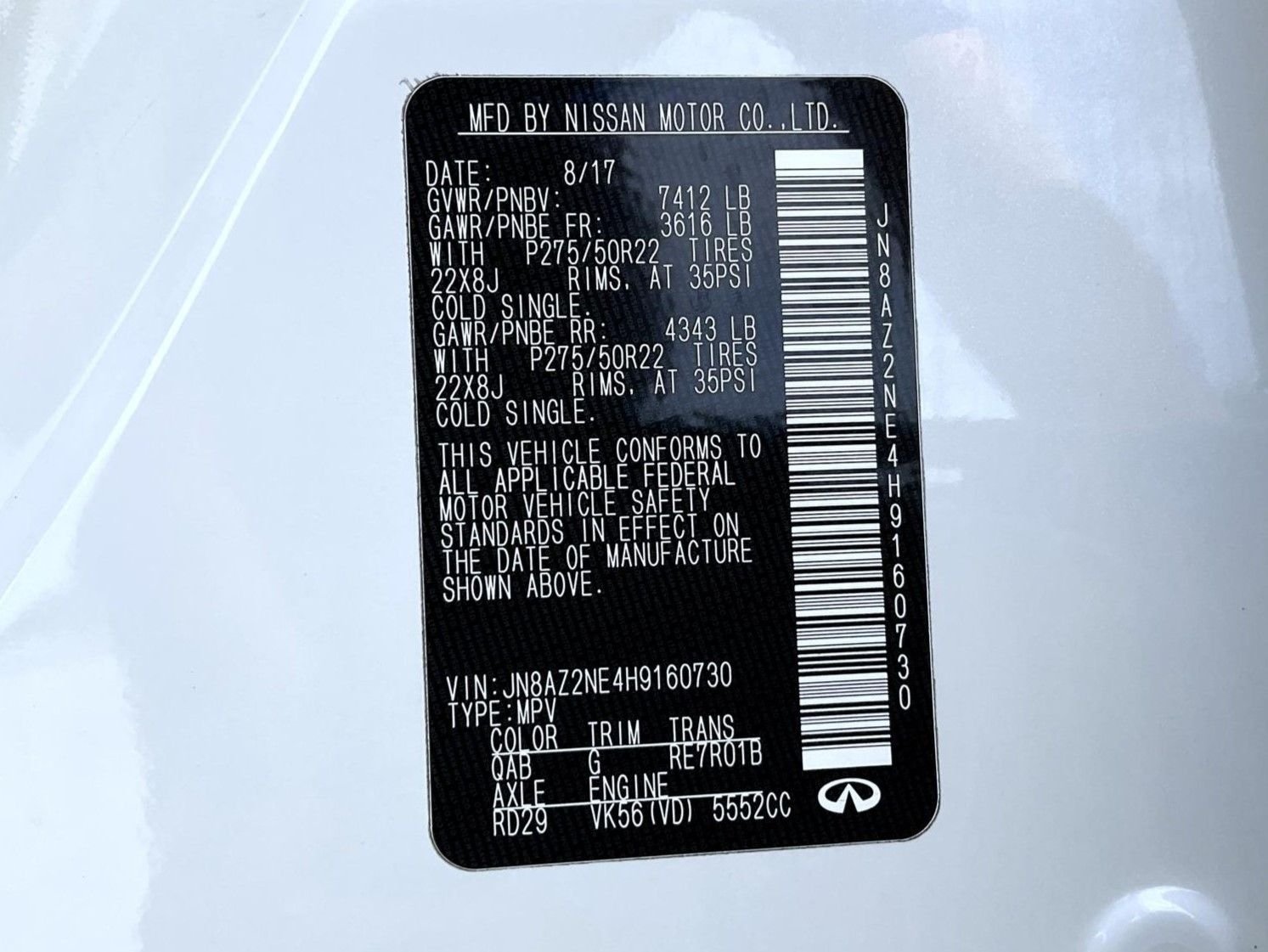Used 2017 White INFINITI Base image 28
