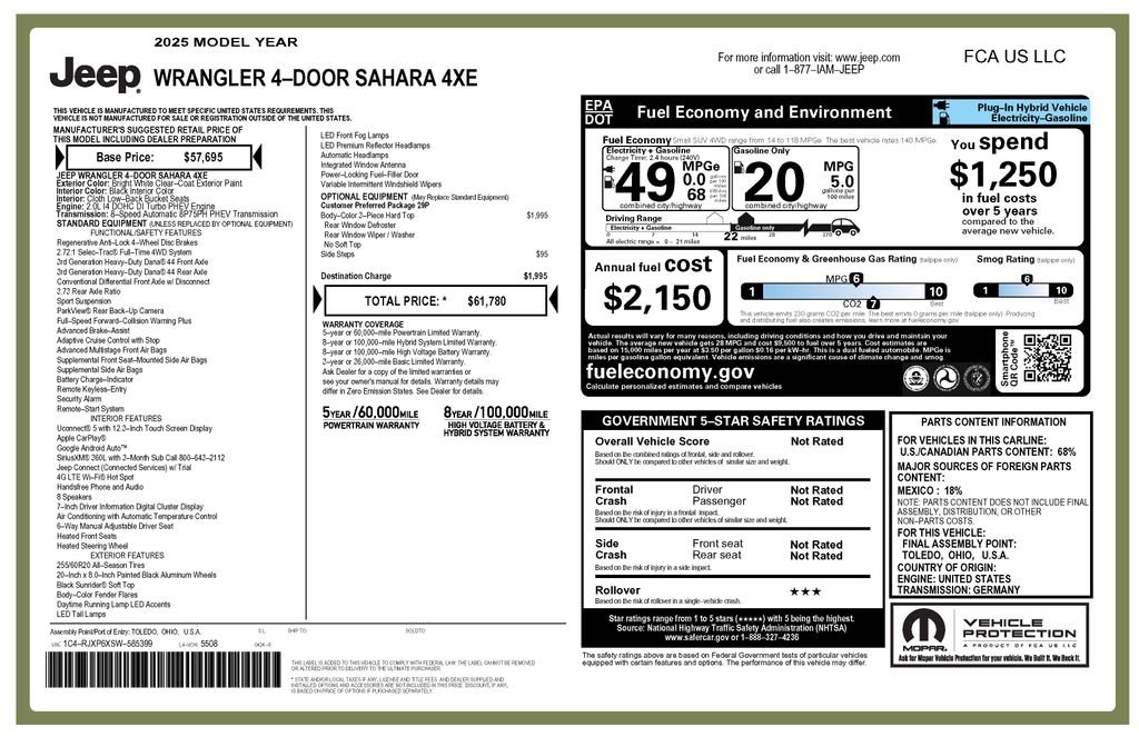 Certified Used 2025 White/off-white Jeep Sahara 4xe image 4