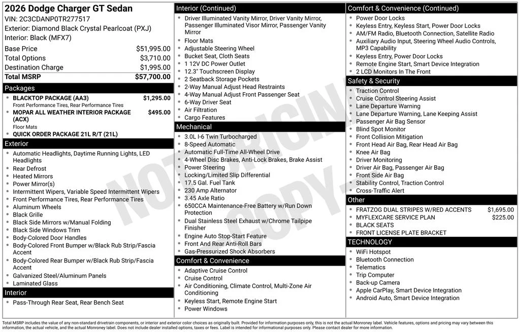 New 2026 Diamond Black Crystal Pearlcoat Dodge R/T image 6