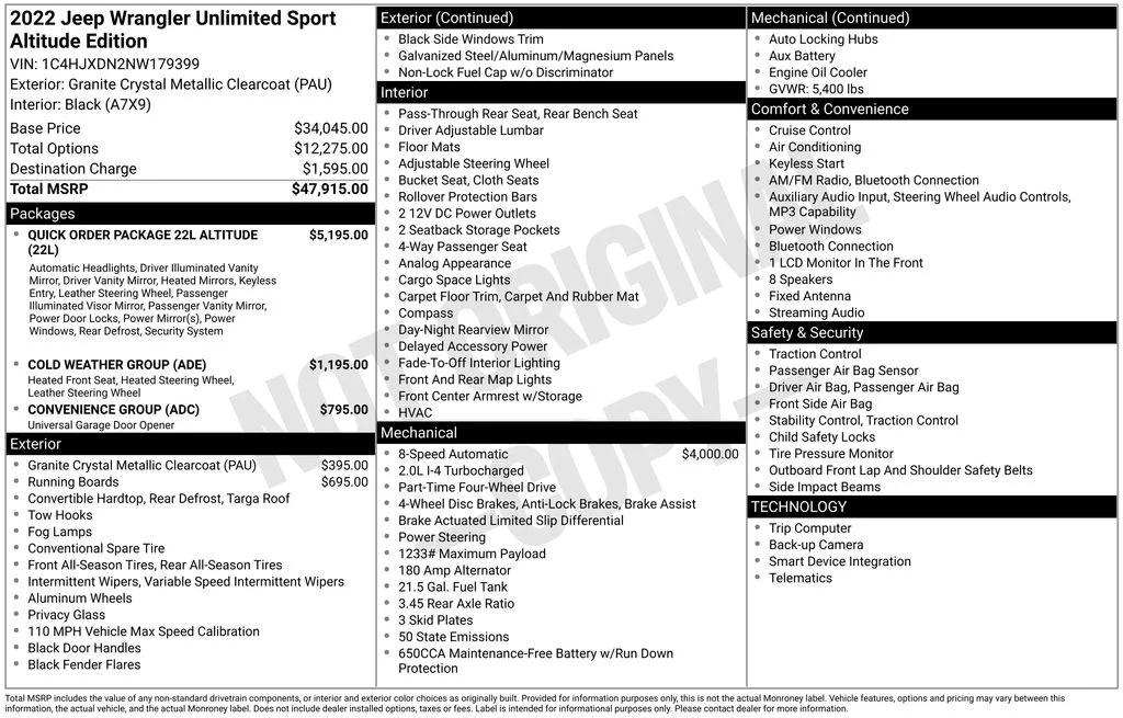 Used 2022 Gray Jeep Unlimited Sport Altitude image 2