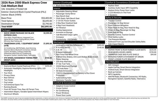 New 2026 Diamond Black Crystal Pearl-Coat Exterior Paint RAM Black Express image 31