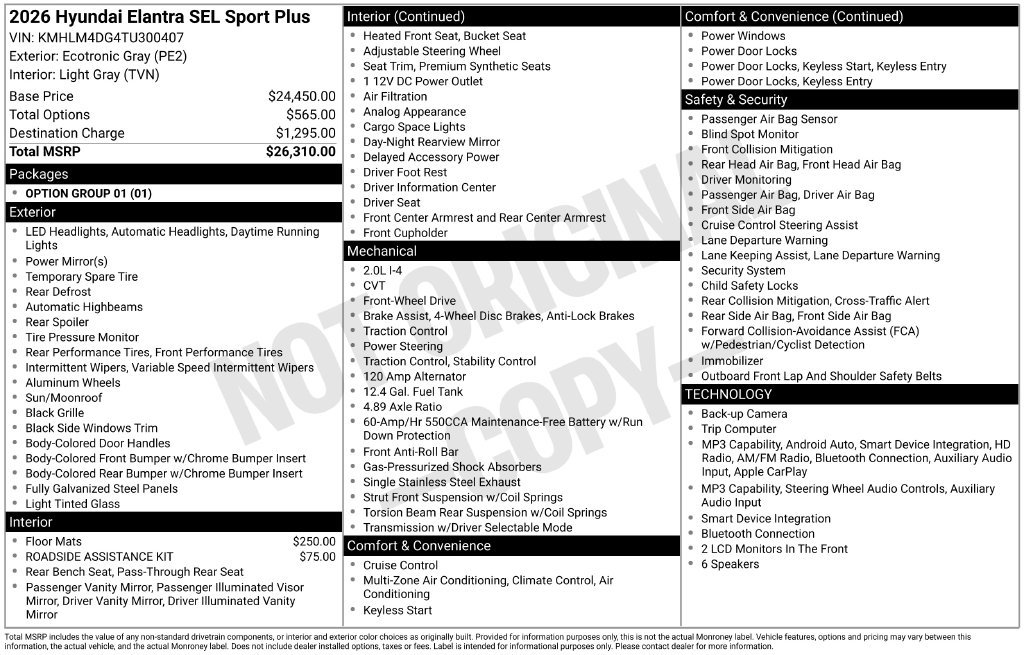 New 2026 Gray Hyundai SEL Sport Plus image 11