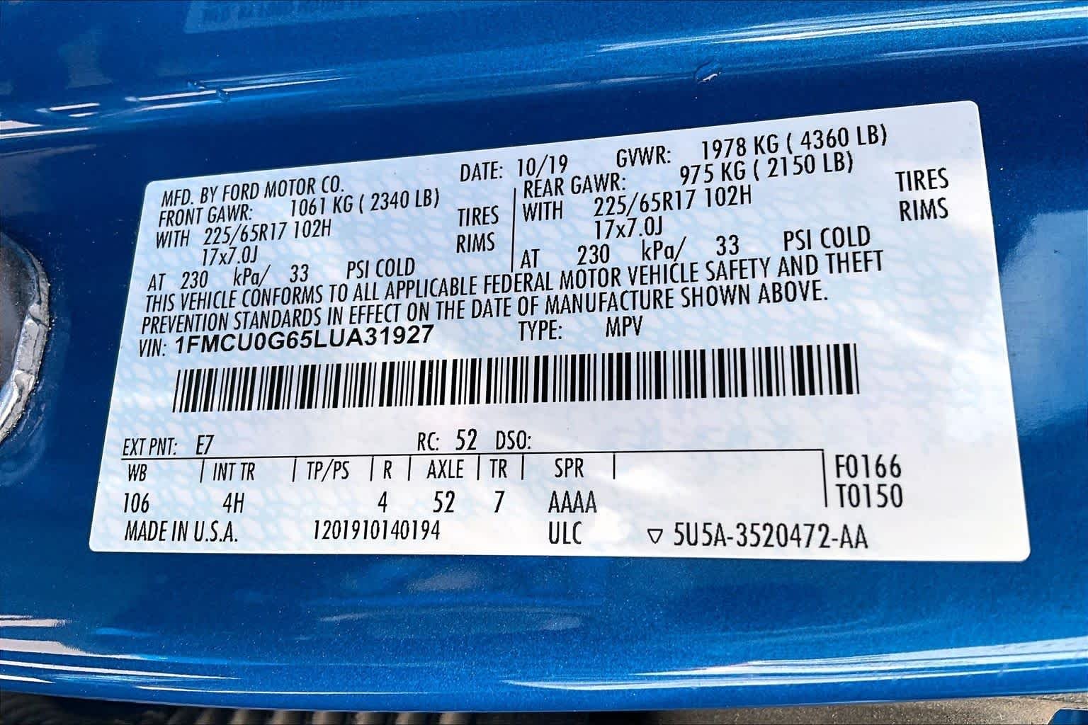 Used 2020 Velocity Blue Metallic Ford SE image 34