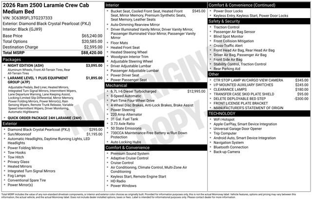 New 2026 Diamond Black Crystal Pearl-Coat Exterior Paint RAM Laramie image 45