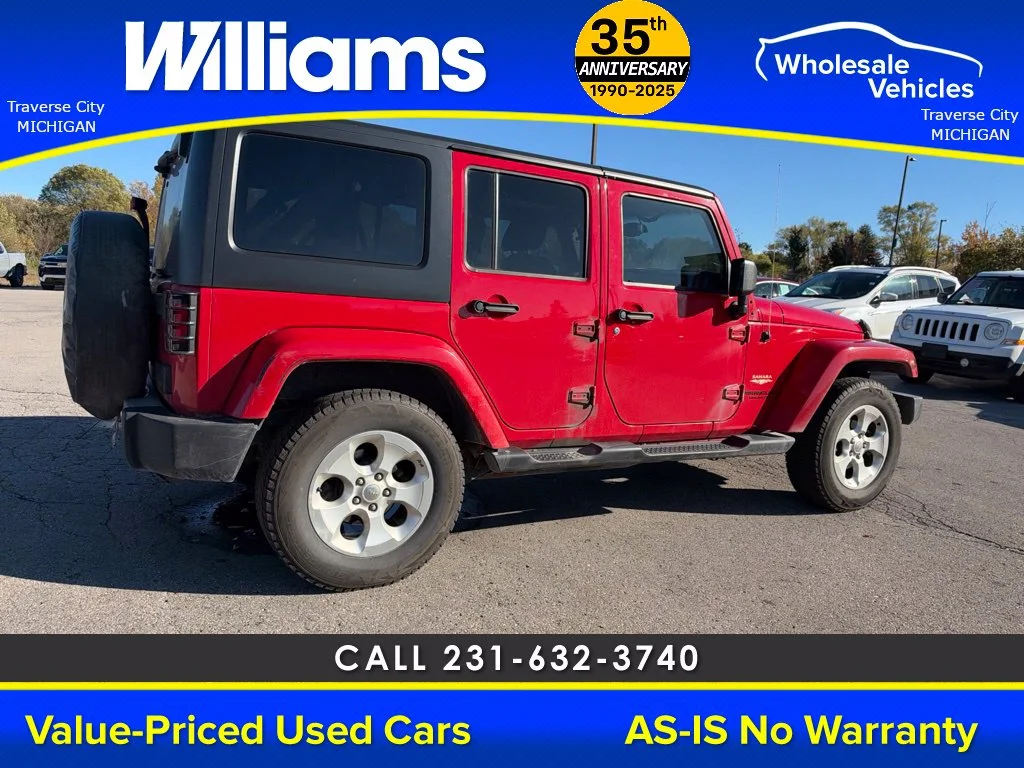 Used 2013 Flame Red Jeep Unlimited Sahara image 3