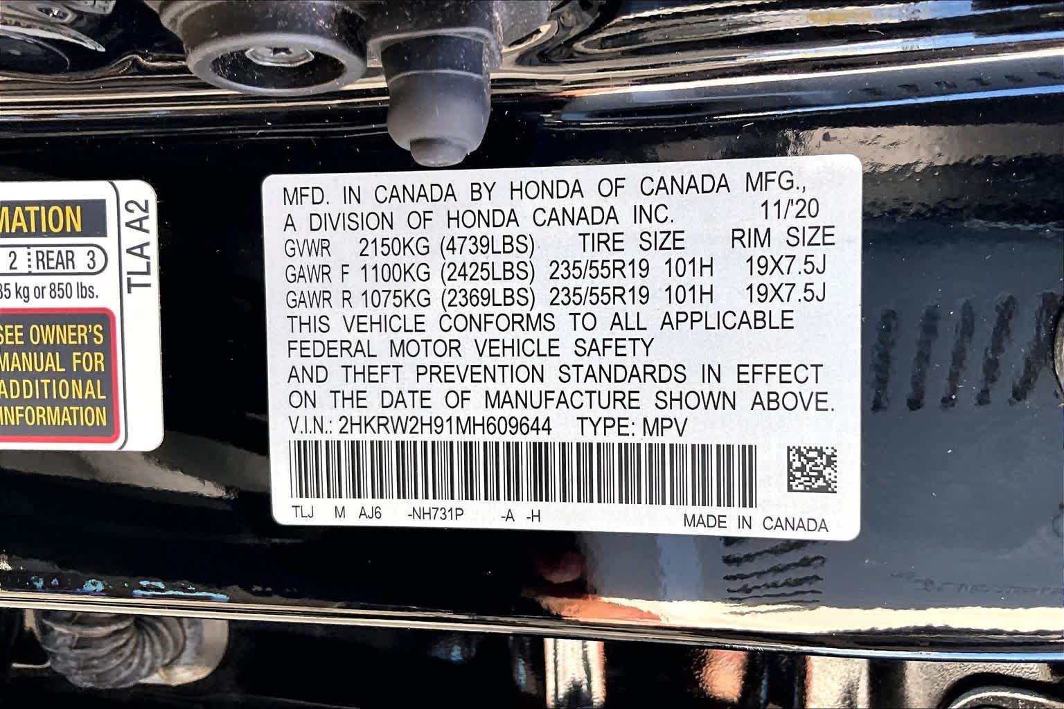 Used 2021 Crystal Black Pearl Honda Touring image 35