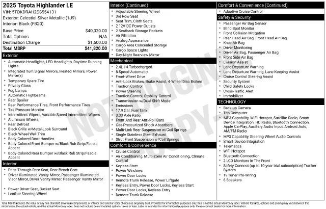 Used 2025 Celestial Silver Metallic Toyota LE image 11