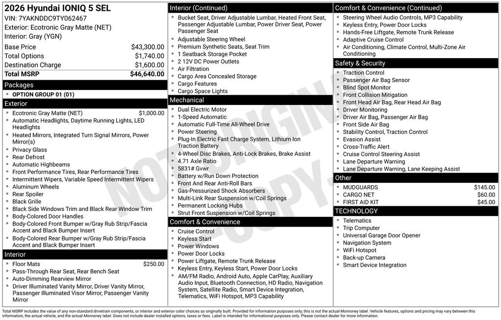 New 2026 Gray Hyundai SEL image 23