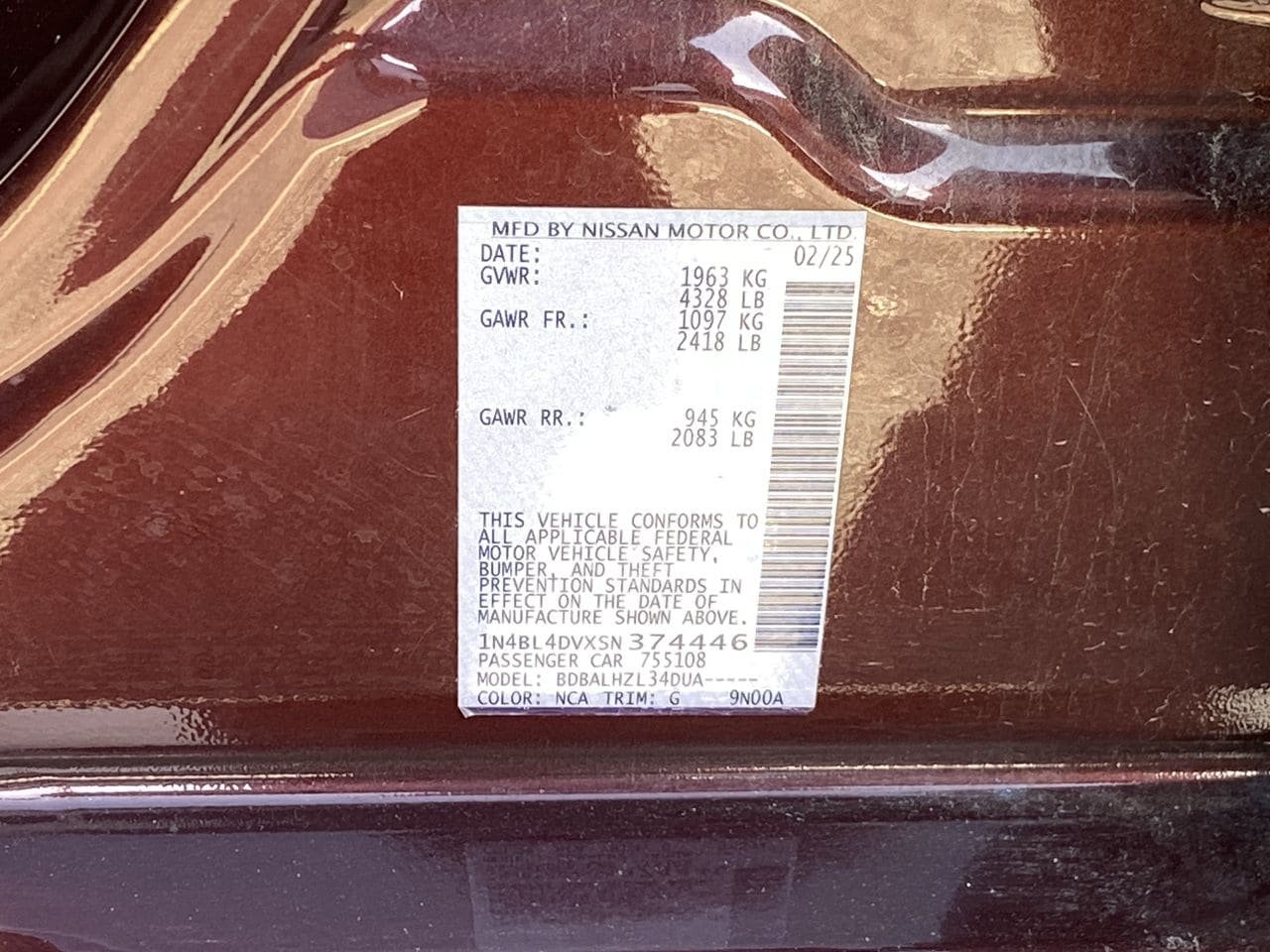 Used 2025 Garnet Pearl Nissan 2.5 SV image 11