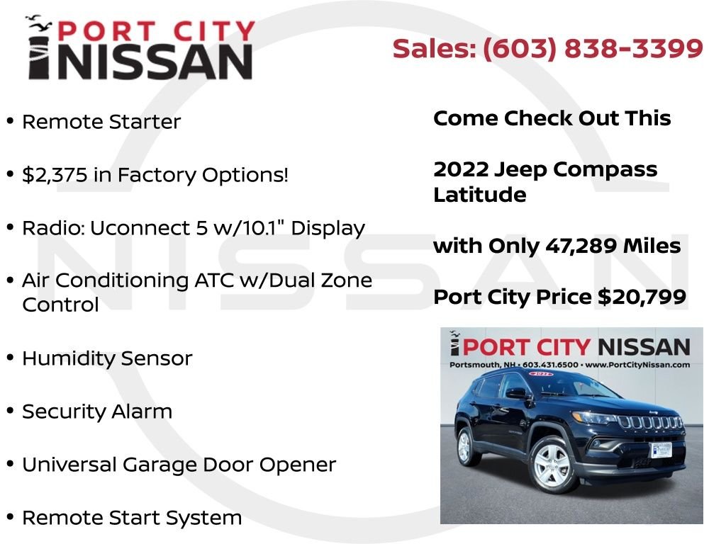 Used 2022 Diamond Black Jeep Latitude w/convenience group image 27