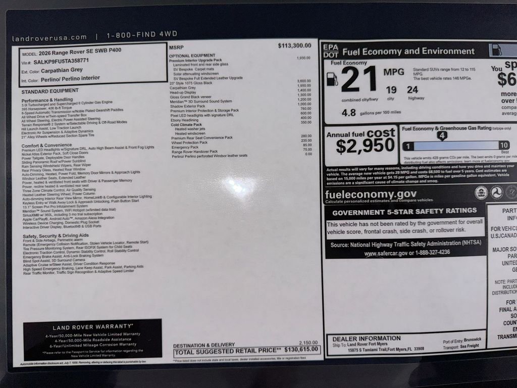 New 2026 CARP GRY PRM MT Land Rover SE image 24