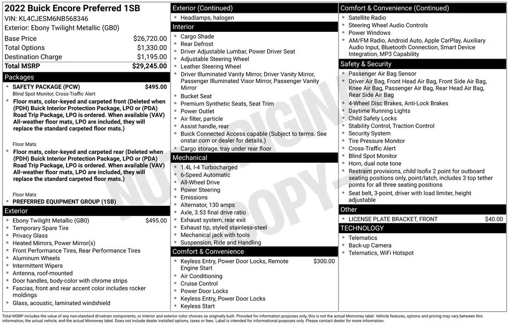 Used 2022 Black Buick Preferred image 6