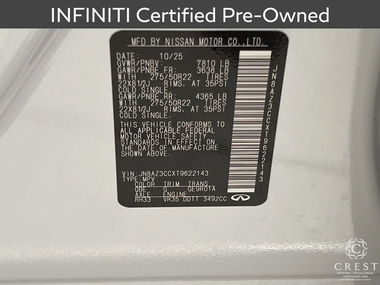 Certified Used 2026 Radiant White INFINITI AUTOGRAPH image 34