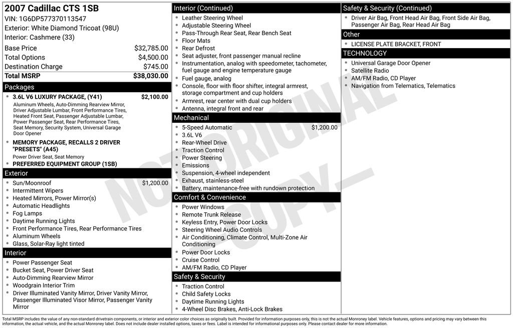 2007 Cadillac CTS 3.6 Sport's photo