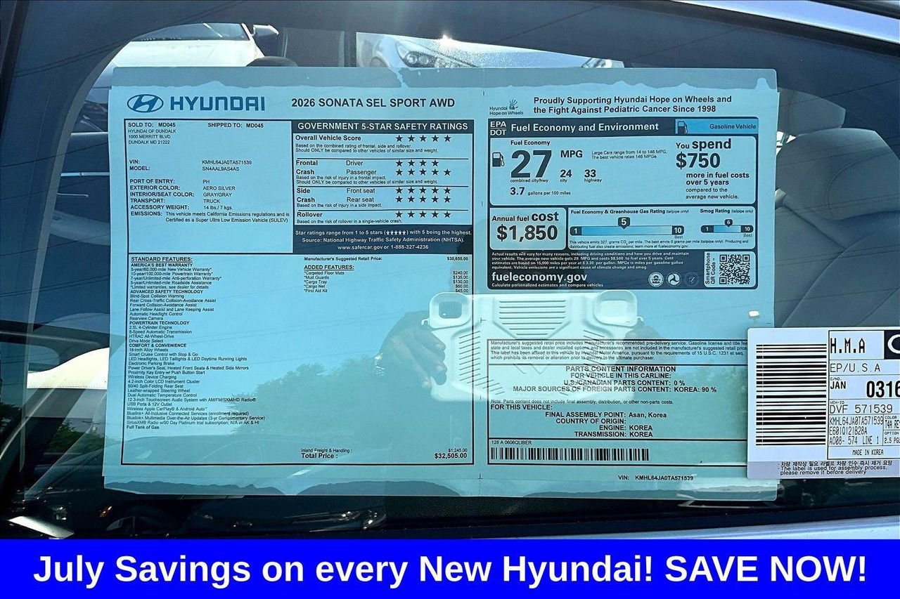 New 2026 Silver Hyundai SEL Sport image 40