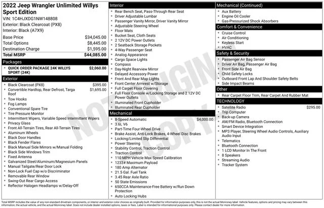 Used 2022 Black Clearcoat Jeep Unlimited Willys image 45