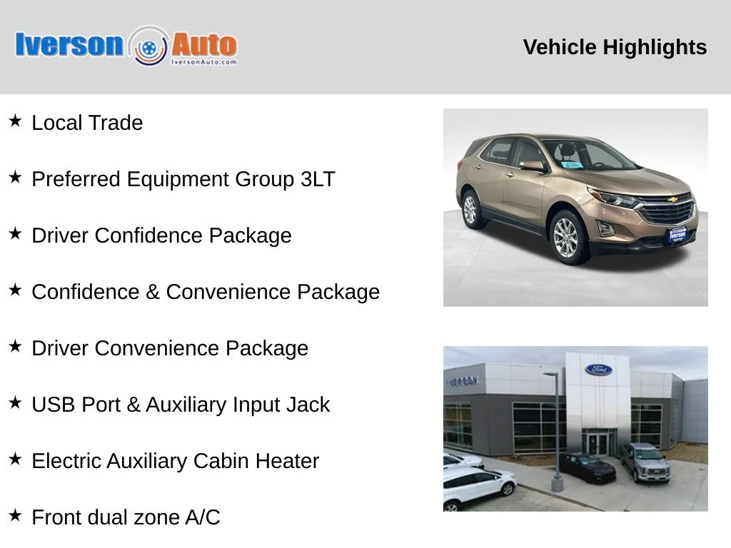 Used 2018 Chevrolet Equinox LT with VIN 3GNAXUEU5JL275927 for sale in Huron, SD