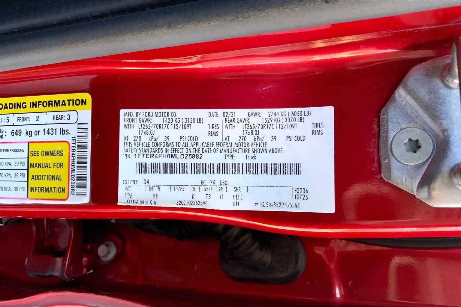 Used 2021 Rapid Red Metallic Tinted Clearcoat Ford LARIAT image 33