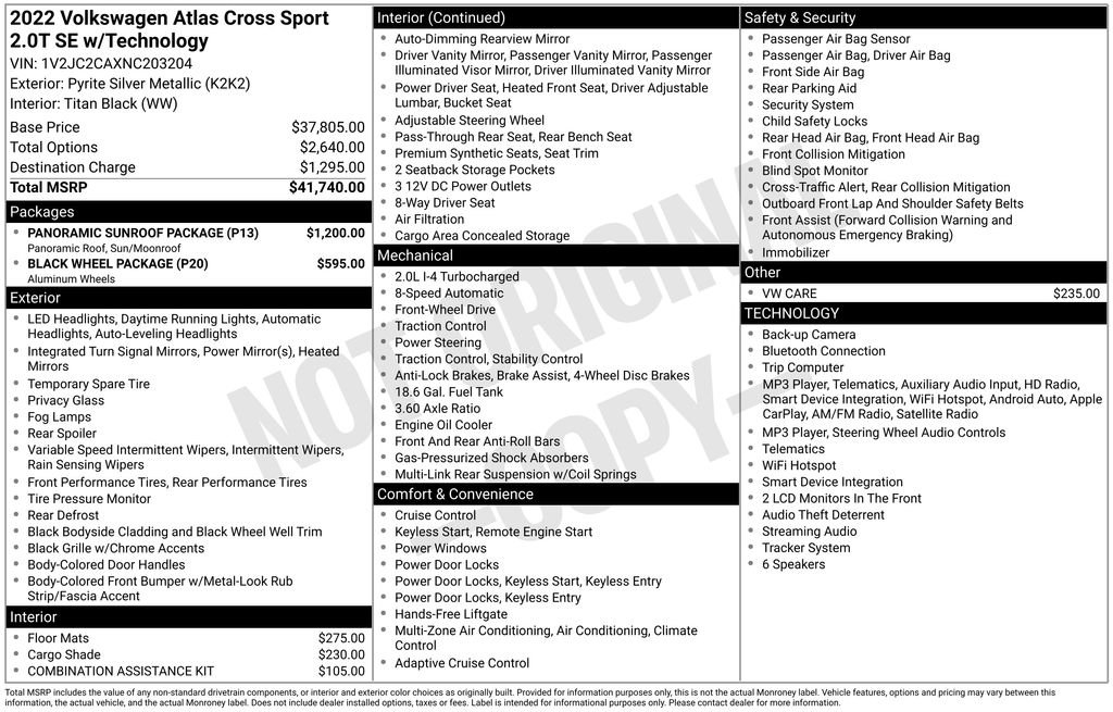 Used 2022 Silver Volkswagen 2.0T SE w/Technology image 2