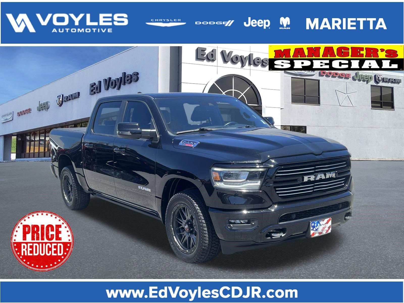 Used 2023 Diamond Black Crystal Pearlcoat Ram Laramie image 1