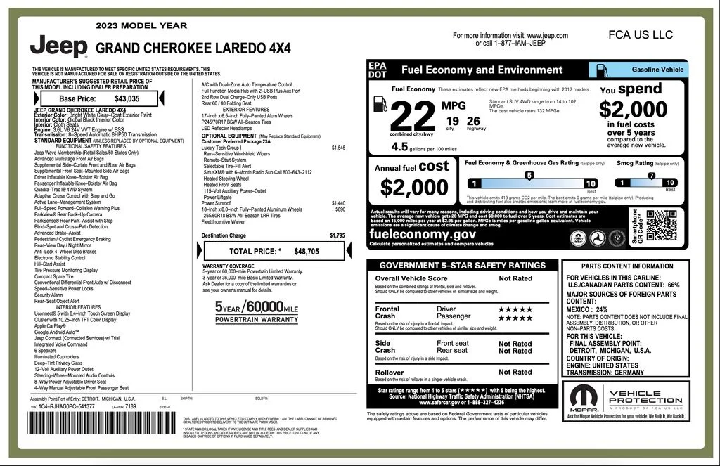 Certified Used 2023 White/off-white Jeep Laredo image 2