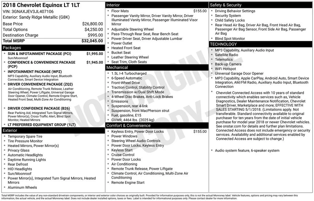 Used 2018 Sandy Ridge Metallic Chevrolet LT image 14