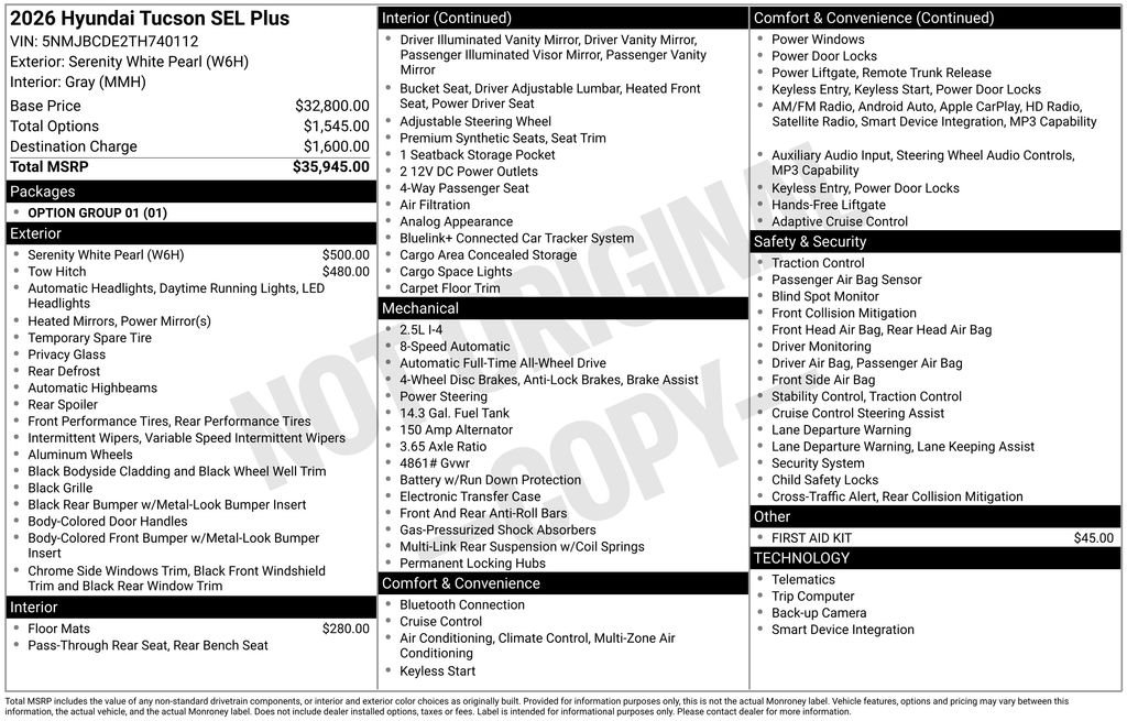 New 2026 White Hyundai SEL AWD image 2