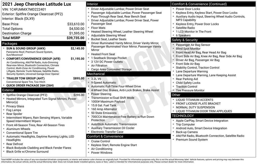 Used 2021 Jeep Cherokee Latitude Lux with VIN 1C4PJMMX7MD222401 for sale in Elk River, Minnesota