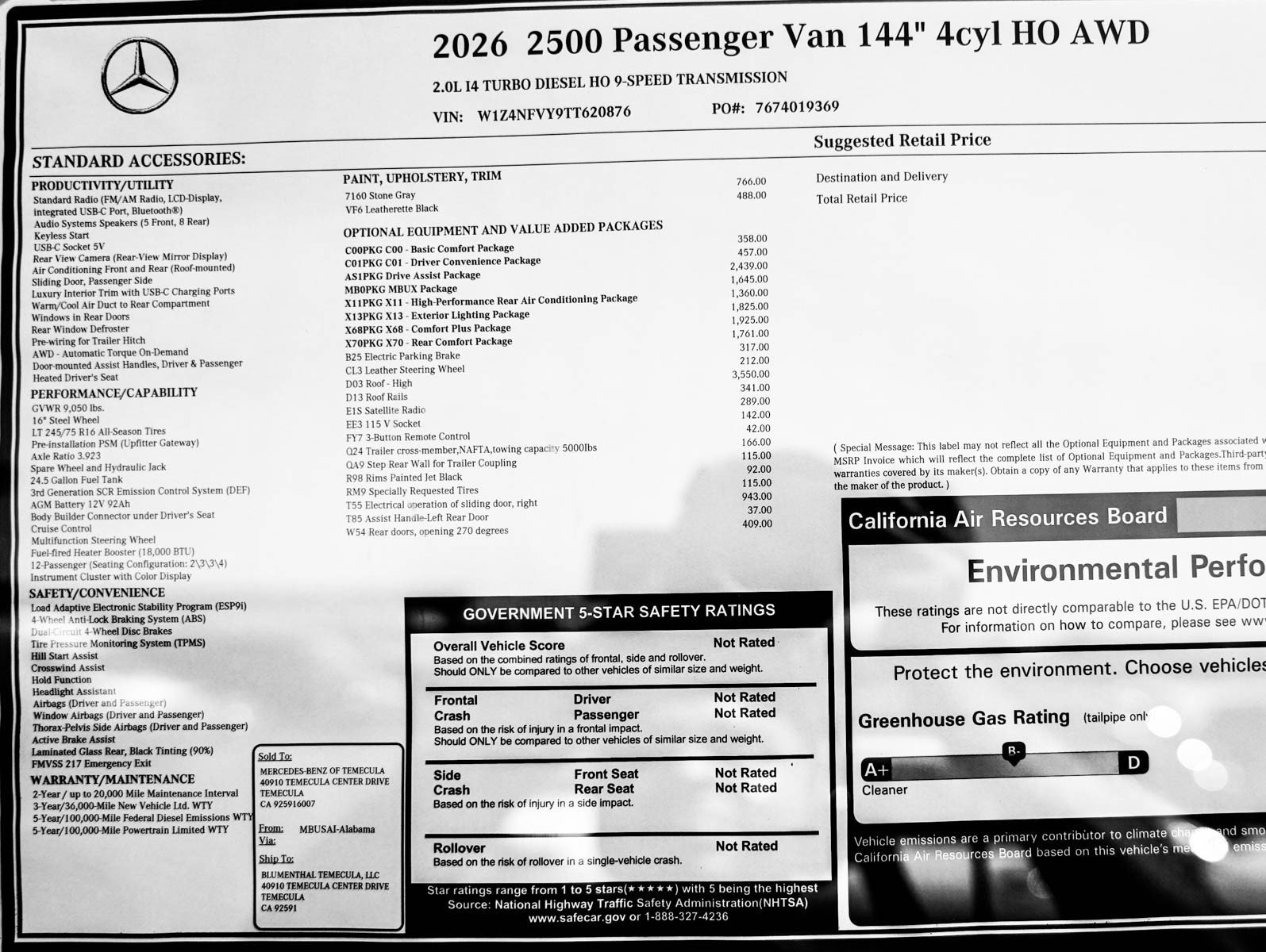 New 2026 Stone Gray Mercedes-Benz 2500 High Roof I4 Diesel HO 144 AWD image 27