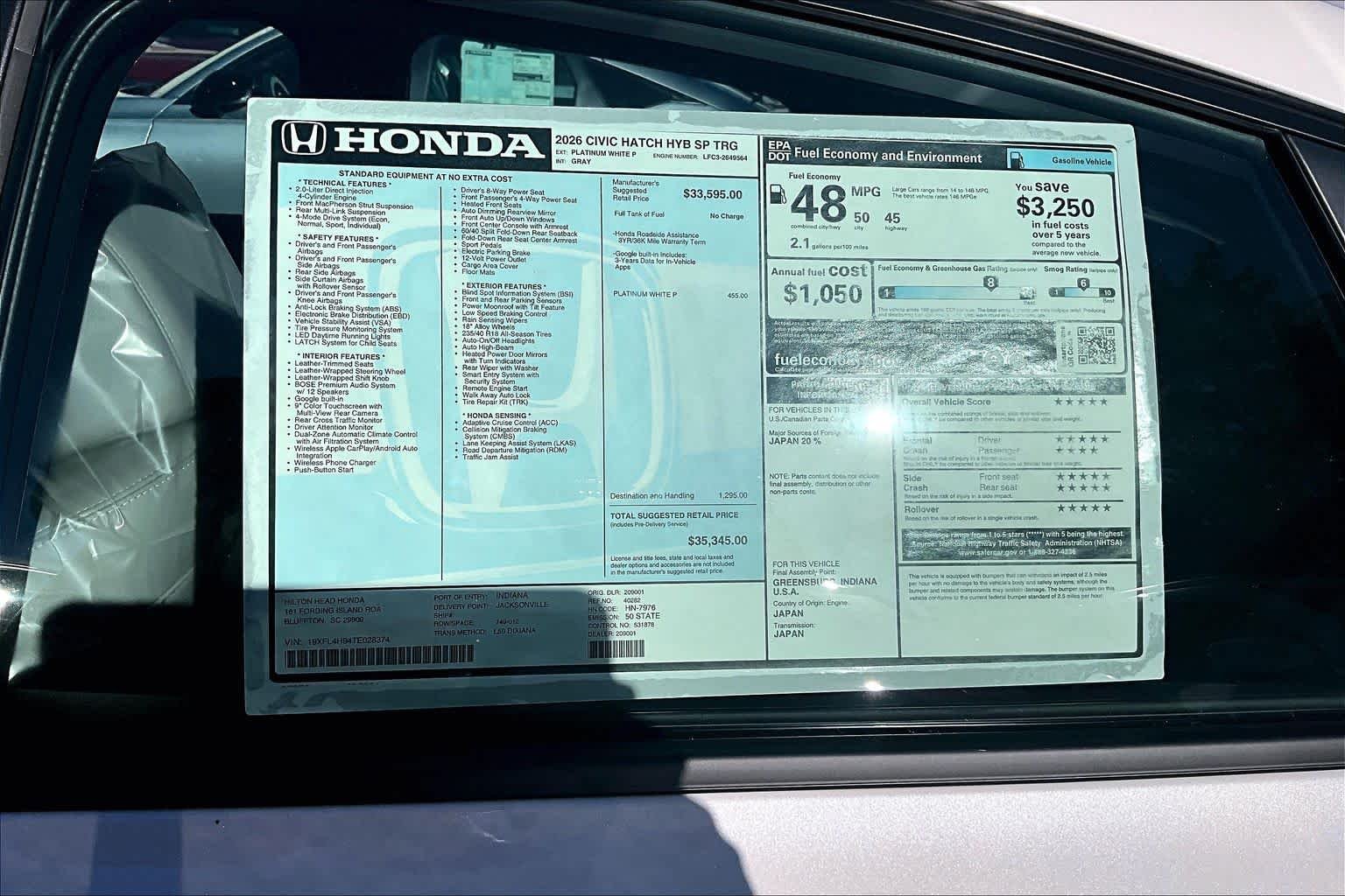 New 2026 Platinum White Pearl Honda Sport Touring image 17
