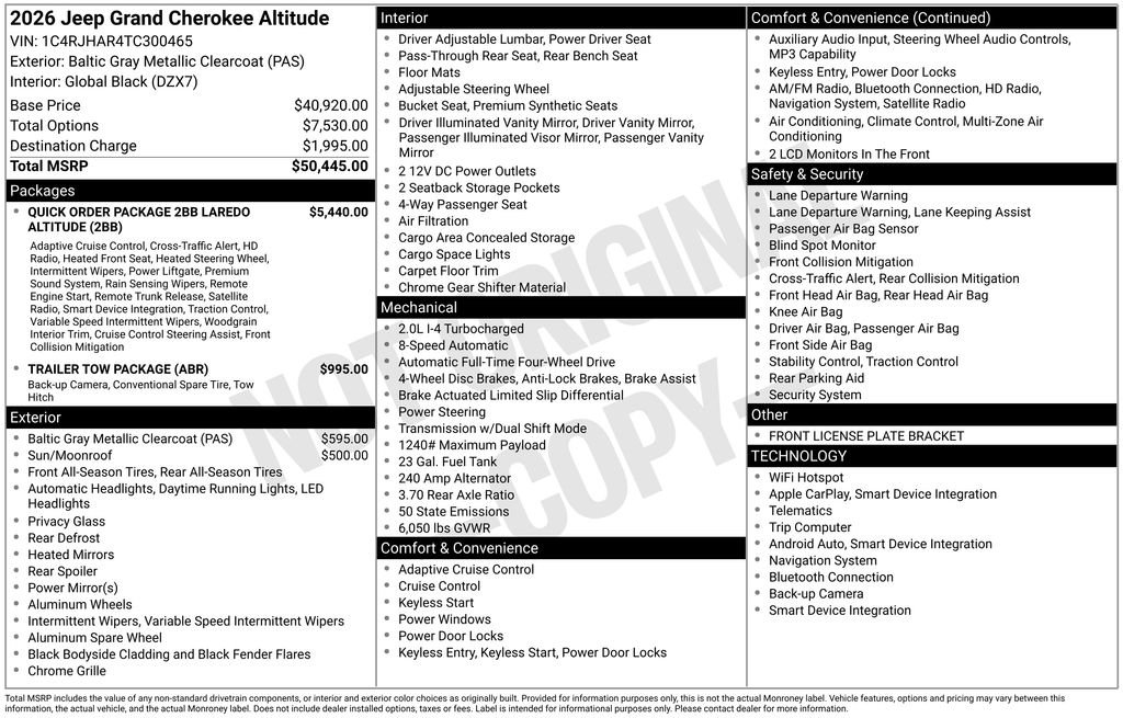 New 2026 Baltic Gray Metallic Clearcoat Jeep Altitude image 5