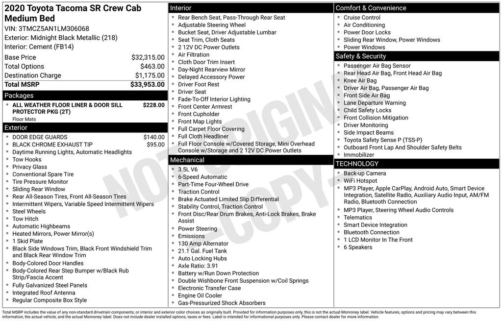 Used 2020 Black Toyota SR image 6