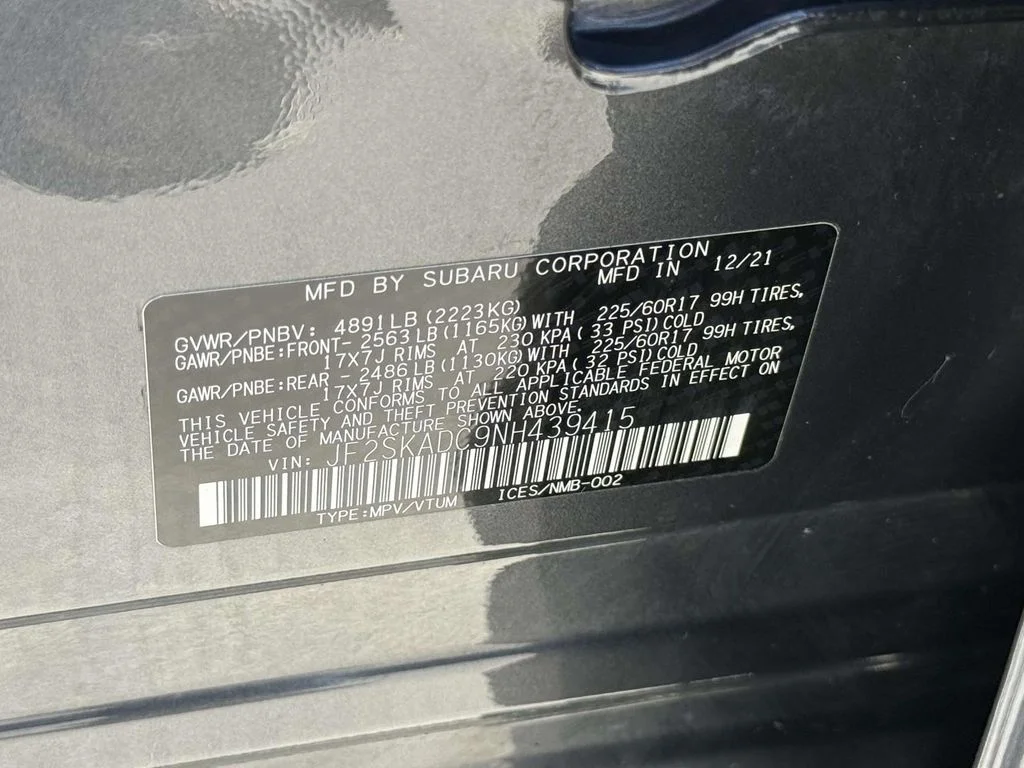 Used 2022 Gray Metallic Subaru Premium image 34