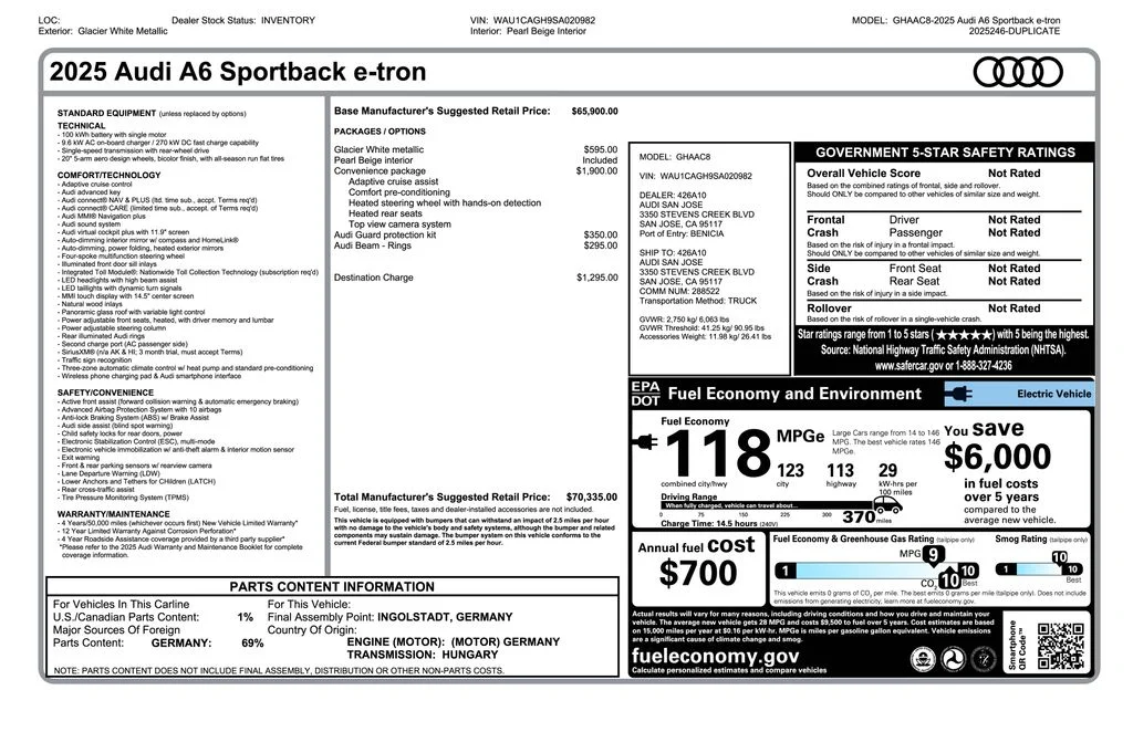 Used 2025 White Audi Premium image 3